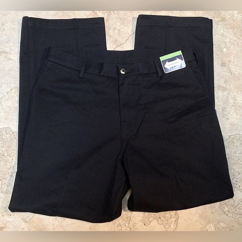Wrangler Ultimate Khaki No Iron Pants Men’s 34x29 Black Flat Front Classic Fit - Picture 5 of 6
